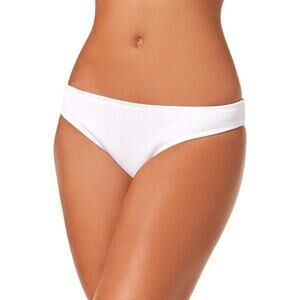 Bar III White Ribbed Cheeky Solid White Ribbed Hipster Bikini Bottoms XL NEW